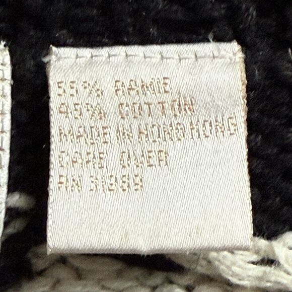 Marshall Field's Vintage Floral Intarsia Sweater Sz L Black White Cotton Blend - Picture 13 of 13